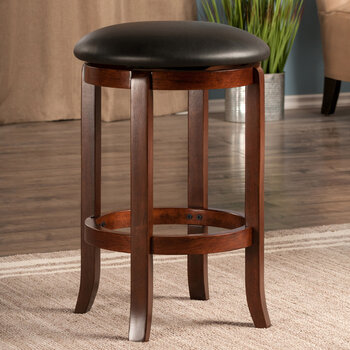 Winsome Wood Walcott Collection Cushion Swivel Seat Counter Stool, Black and Walnut