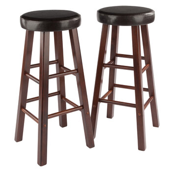 Winsome Wood Maria Collection 2-Piece Cushion Seat Bar Stool Set, Espresso and Walnut Bar Stool Product View