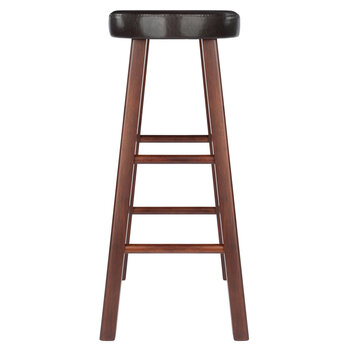 Winsome Wood Maria Collection 2-Piece Cushion Seat Bar Stool Set, Espresso and Walnut Bar Stool Front View