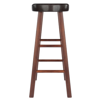 Winsome Wood Maria Collection 2-Piece Cushion Seat Bar Stool Set, Espresso and Walnut Bar Stool Back View