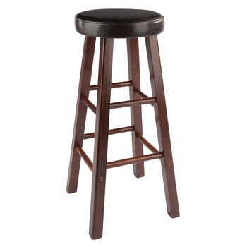Winsome Wood Maria Collection 2-Piece Cushion Seat Bar Stool Set, Espresso and Walnut Bar Stool Angle View