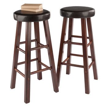 Winsome Wood Maria Collection 2-Piece Cushion Seat Bar Stool Set, Espresso and Walnut Bar Stool Prop View