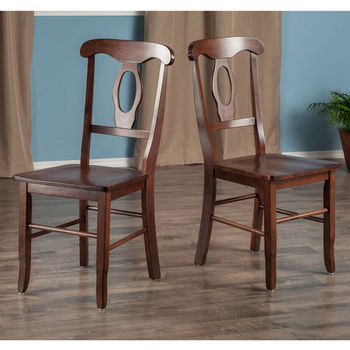 Winsome Wood Renaissance Collection 2-Piece Set Key Hole Back Chairs in Walnut, 17-3/8" W x 21-9/64" D x 36-21/32" H