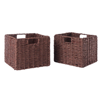 Winsome Wood Tessa Collection 2-Piece Foldable Woven Rope Basket Set, Walnut 2-Piece Basket Set Product View