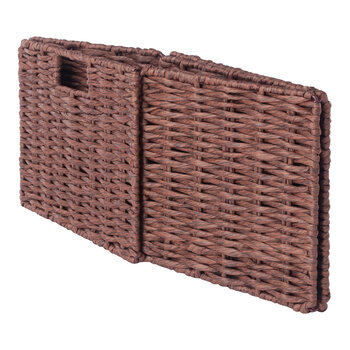 Winsome Wood Tessa Collection 2-Piece Foldable Woven Rope Basket Set, Walnut 2-Piece Basket Set Folded View