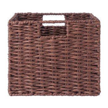 Winsome Wood Tessa Collection 2-Piece Foldable Woven Rope Basket Set, Walnut 2-Piece Basket Set Side View