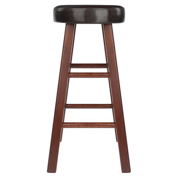 Winsome Wood Maria Collection 2-Piece Cushion Seat Counter Stool Set, Espresso & Walnut Counter Stool Back View