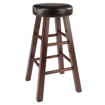 Winsome Wood Maria Collection 2-Piece Cushion Seat Counter Stool Set, Espresso & Walnut Counter Stool Angle View