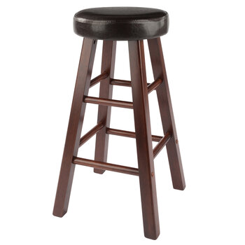 Winsome Wood Maria Collection 2-Piece Cushion Seat Counter Stool Set, Espresso & Walnut Counter Stool Angle Back View
