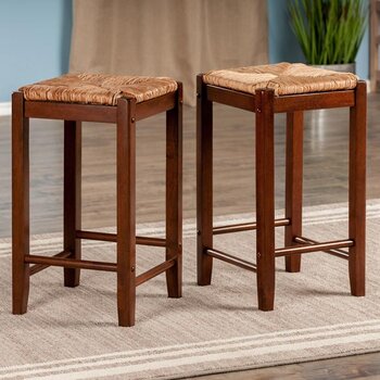 Winsome Wood Harrington 3-Piece Drop Leaf High Table with Stools, 24'' Stools View 