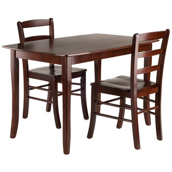 Winsome Wood Inglewood Collection 3-Piece Dining Table with Ladder-back Chairs, Walnut 3-Piece Set w/ Ladder Back Chairs Product View