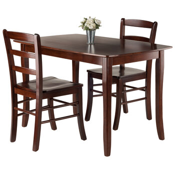 Winsome Wood Inglewood Collection 3-Piece Dining Table with Ladder-back Chairs, Walnut 3-Piece Set w/ Ladder Back Chairs Prop View