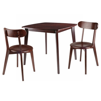 Winsome Wood Pauline Collection 3-Piece Dining Table with H-Leg Chairs, Walnut 3-Piece Set w/ H-Leg Chairs Product View
