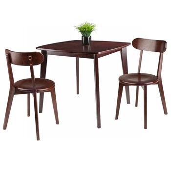Winsome Wood Pauline Collection 3-Piece Dining Table with H-Leg Chairs, Walnut 3-Piece Set w/ H-Leg Chairs Prop View