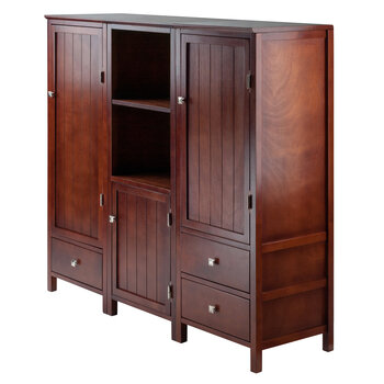 Winsome Wood Brooke Collection 3-Piece Modular Jelly Cupboard Set, Walnut 3-Piece Cupboard Set Product View
