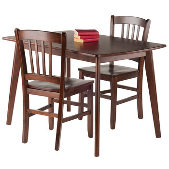 Winsome Wood Shaye Collection 3-Piece Set Dining Table with Slat-back Chairs, Walnut 3-Piece Set w/ Slat Back Chairs Prop View