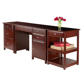 Winsome Wood Delta Collection 3-Piece Home Office Desk Set, Walnut Illustration