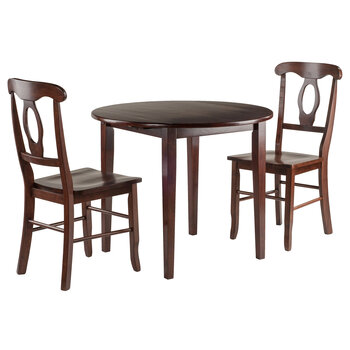 Winsome Wood Clayton Collection 3-Piece Drop Leaf Table with Key Hole-Back Chairs, Walnut 3-Piece Set w/ Key Hole Back Chairs Product View