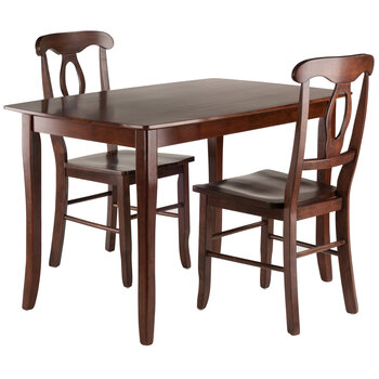 Winsome Wood Inglewood Collection 3-Piece Dining Table with Key Hole Chairs, Walnut 3-Piece Set w/ Key Hole Back Chairs Product View