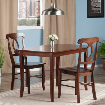 Winsome Wood Inglewood Collection 3-Piece Dining Table with Key Hole Chairs, Walnut