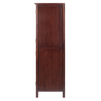 Winsome Wood Brooke Collection Jelly 2-Section Cupboard, Walnut Side View