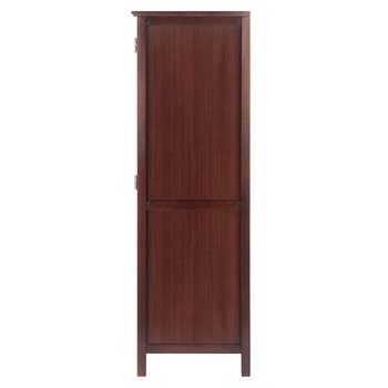 Winsome Wood Brooke Collection Jelly 3-Section Cupboard, 1-Drawer, Wine Storage, Walnut Side View