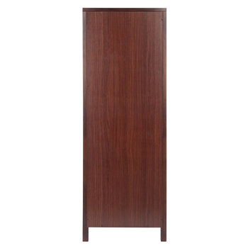 Winsome Wood Brooke Collection Jelly 3-Section Cupboard, 1-Drawer, Wine Storage, Walnut Back View