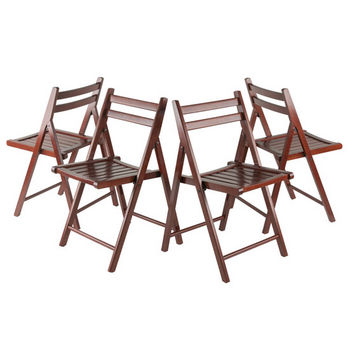 Winsome Wood 94557 Taylor 5-Pc Set Drop Leaf Table w/4 Folding Chairs Walnut 