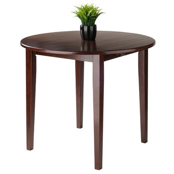 Winsome Wood Clayton Collection Round Drop Leaf Dining Table, Walnut Prop View