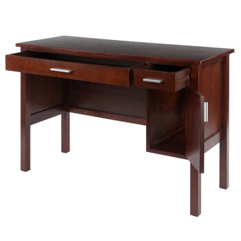 Winsome Wood Emmet Collection Writing Desk, Walnut Opened View