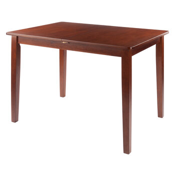 Winsome Wood Darren Collection Dining Table, Extension Top, Walnut Retracted View