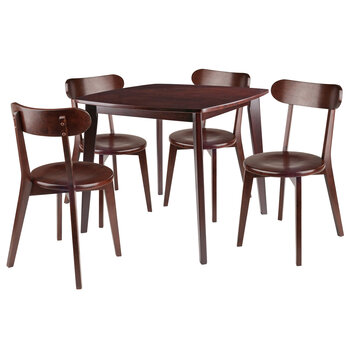 Winsome Wood Pauline Collection 5-Piece Dining Table with H-Leg Chairs, Walnut 5-Piece Set w/ H-Leg Chairs Product View