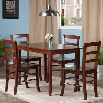 Winsome Wood Inglewood Collection 5-Piece Dining Table with Ladder-back Chairs, Walnut