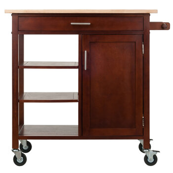 Winsome Wood Marissa Collection Kitchen Cart, Walnut Front View