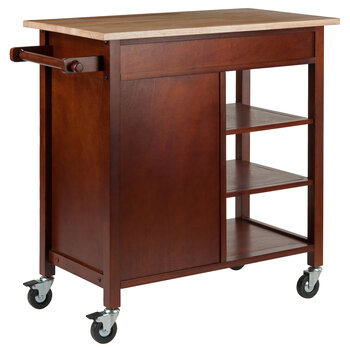 Winsome Wood Marissa Collection Kitchen Cart, Walnut Angle Back View