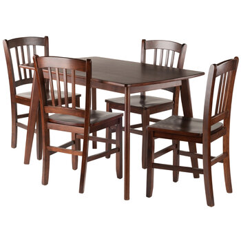 Winsome Wood Shaye Collection 5-Piece Dining Table with Slat Back Chairs, Walnut 5-Piece Set w/ Slat Back Chairs Product View