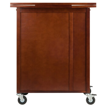 Winsome Wood Gregory Collection Extendable Top Kitchen Cart, Walnut Back View