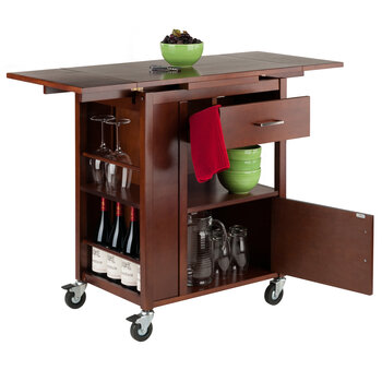 Winsome Wood Gregory Collection Extendable Top Kitchen Cart, Walnut Prop View