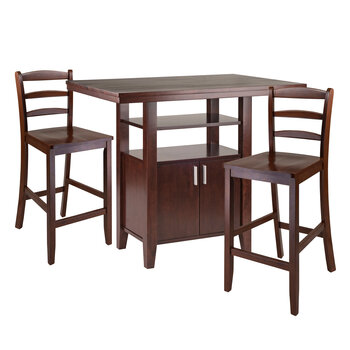 Winsome Wood Albany Collection 3-Piece High Table Ladder-back Counter Stools, Walnut Counter Stool Product View