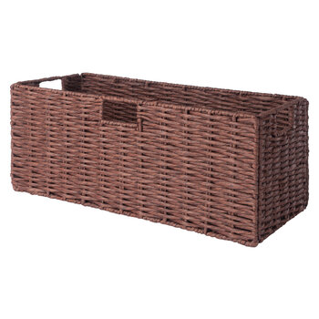 Winsome Wood Tessa Collection 3-Piece Foldable Woven Rope Basket Set, Walnut 3-Piece Basket Set Large Angle View