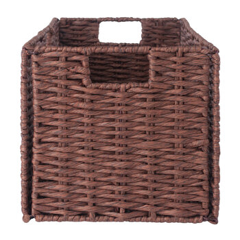 Winsome Wood Tessa Collection 3-Piece Foldable Woven Rope Basket Set, Walnut 3-Piece Basket Set Side View