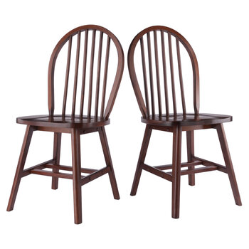 Winsome Wood Windsor Collection 2-Piece Chair Set with Contoured Seats and Double Cross-Bar Leg Support, Walnut Product View