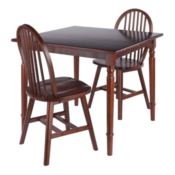 Winsome Wood Mornay Collection 3-Piece Dining Table with Windsor Chairs, Walnut 3-Piece Set w/ Windsor Chairs Product View