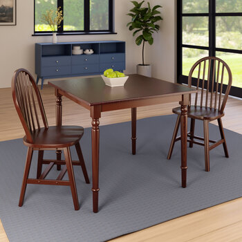 Winsome Wood Mornay Collection 3-Piece Dining Table with Windsor Chairs, Walnut 3-Piece Set w/ Windsor Chairs Room View