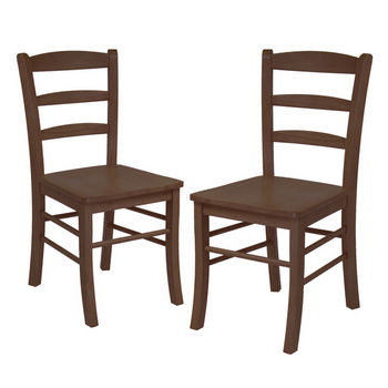 Winsome Wood Ladder Back Chair, Set of 2, Antique Walnut