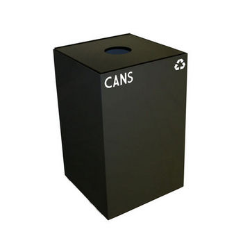 Witt 24 Gallon Geocube Indoor Recycling Container, Round Opening with Cans & Bottles Decals, Charcoal