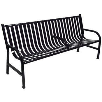 60" Black Bench with Center Arm Rest