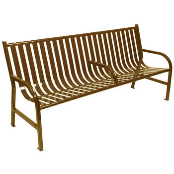 60" Brown Bench with Center Arm Rest